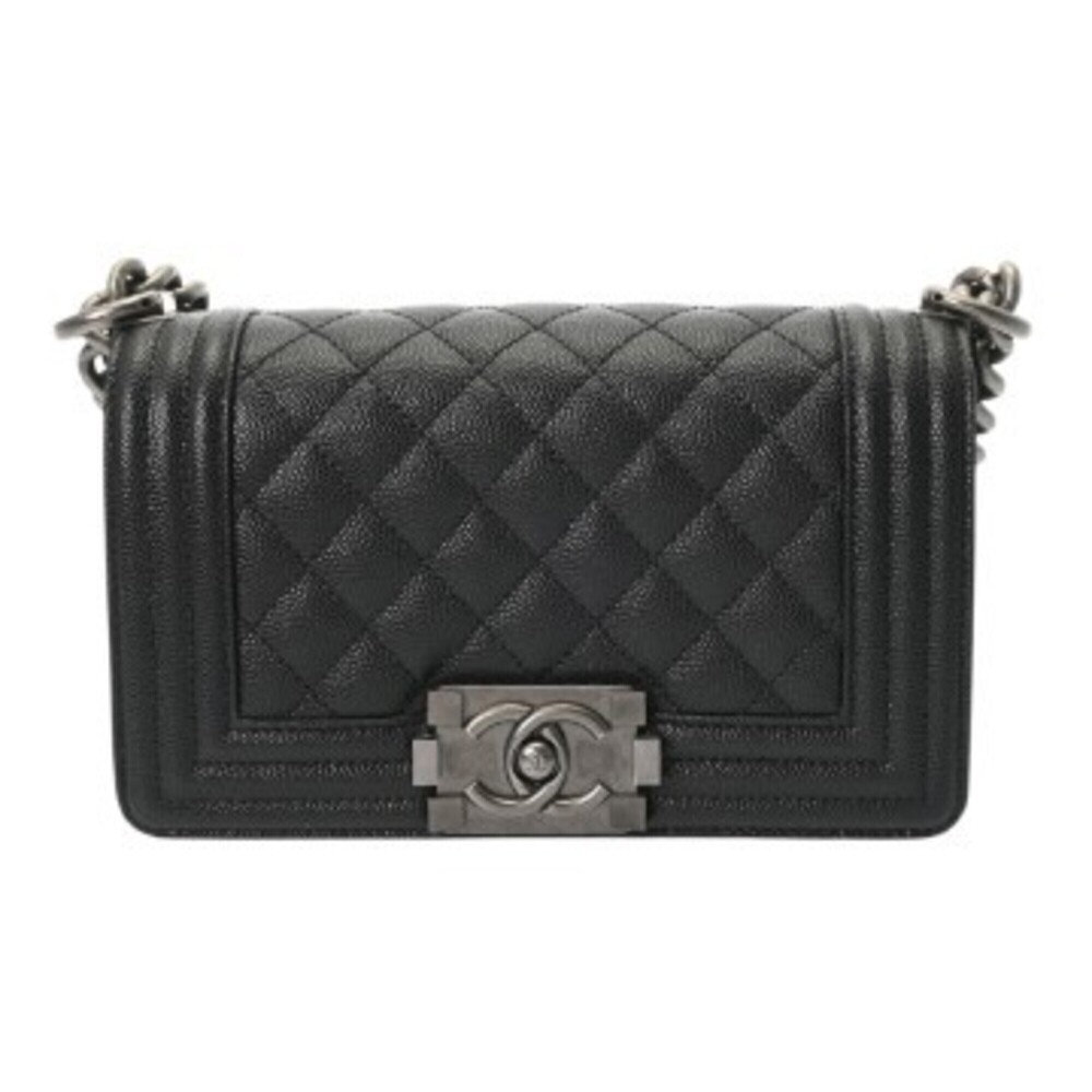 CHANEL Boy Chanel Handbag 20cm Black A67085 Women's Caviar Skin Shoulder Bag ...